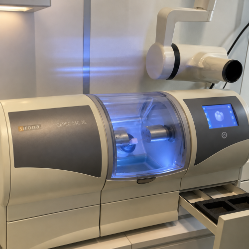 Máquina dental CEREC en clínica moderna
